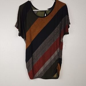 LuLaRoe Diagonal Striped Top in Black, Orange, and Red